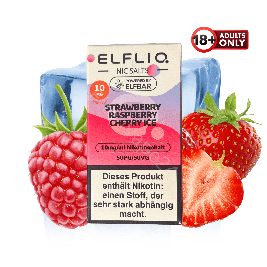 Elfbar Elfliq - Strawberry Raspberry Cherry Ice - 10mg Liquid - EdenVape24